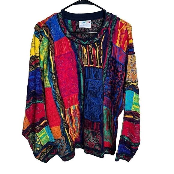 Vintage 90s Coogi 3D Textured Multicolored Sweater Medium